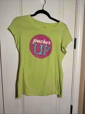 Victoria's Secret Lime Green 'Pucker Up' Graphic Short Sleeve Tee